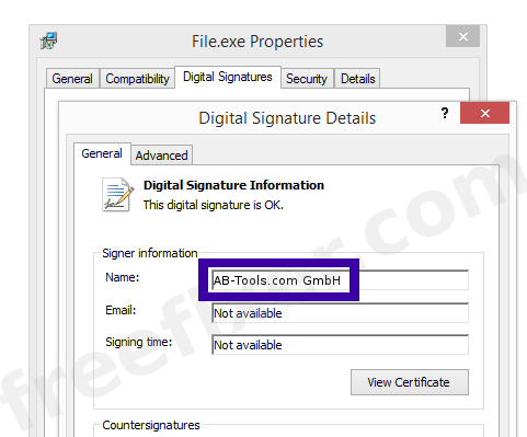 Screenshot of the AB-Tools.com GmbH certificate